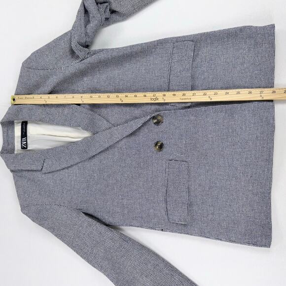 Zara Women's Academia Houndstooth Oversize Blazer Jacket Small Black White - Picture 11 of 15